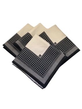 Vintage Anne Klein Houndstooth Style Lion Logo Napkins Set of 4